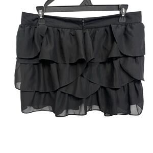 Jessica Simpson Women's Large 9/10 Black Layered Ruffle Mini Skirt w/ Zipper